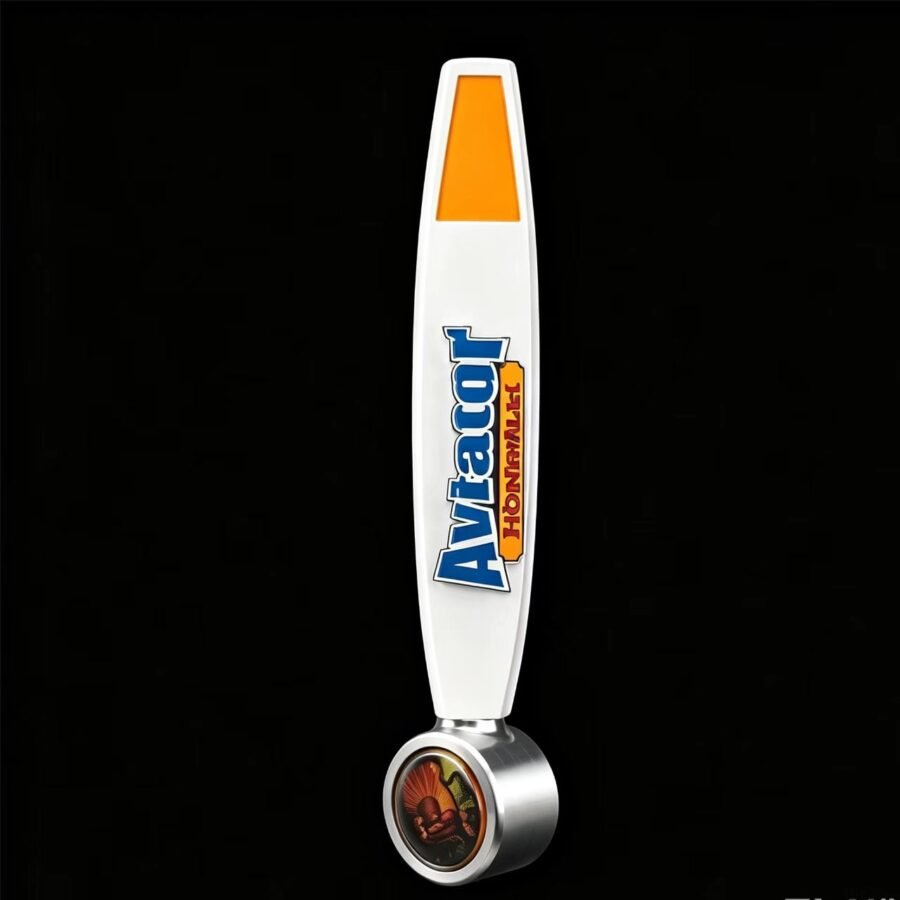 Slim Elongated Resin Beer Tap Handle with Metal Base, Custom Printed Draft Beer Tap Handle for Bars and Home Kegerators