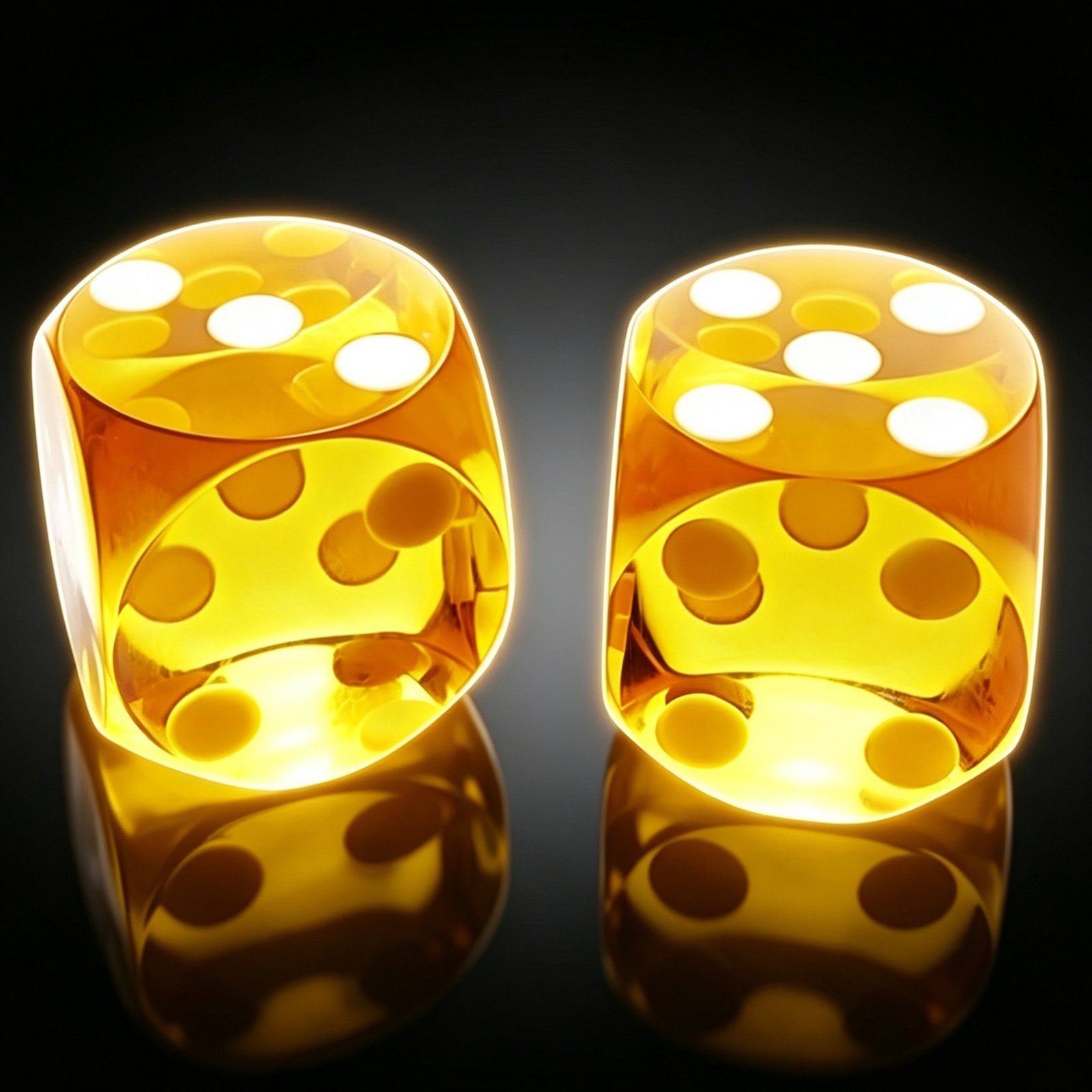 Transparent Yellow Resin Precision Backgammon Dice | Casino Table Game Dice Pair
