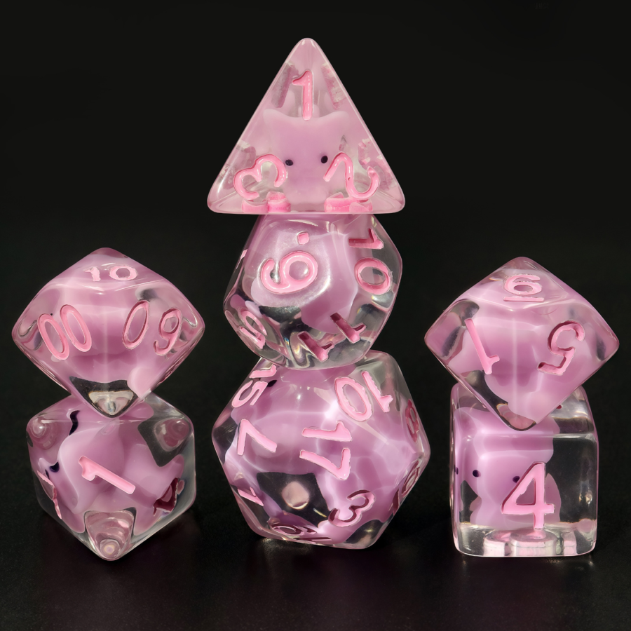 Resin Polyhedral Dice Set with Embedded Inclusions, Clear Resin Inclusion DND Dice for Tabletop Role Playing Games