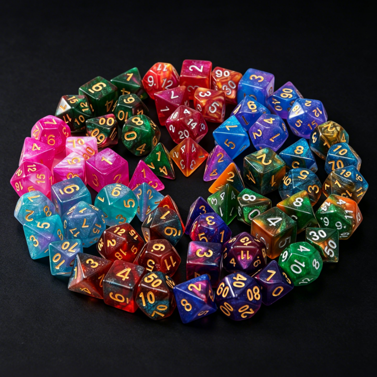 Nebula Galaxy Acrylic DND Dice Set | Glitter Polyhedral RPG Dice